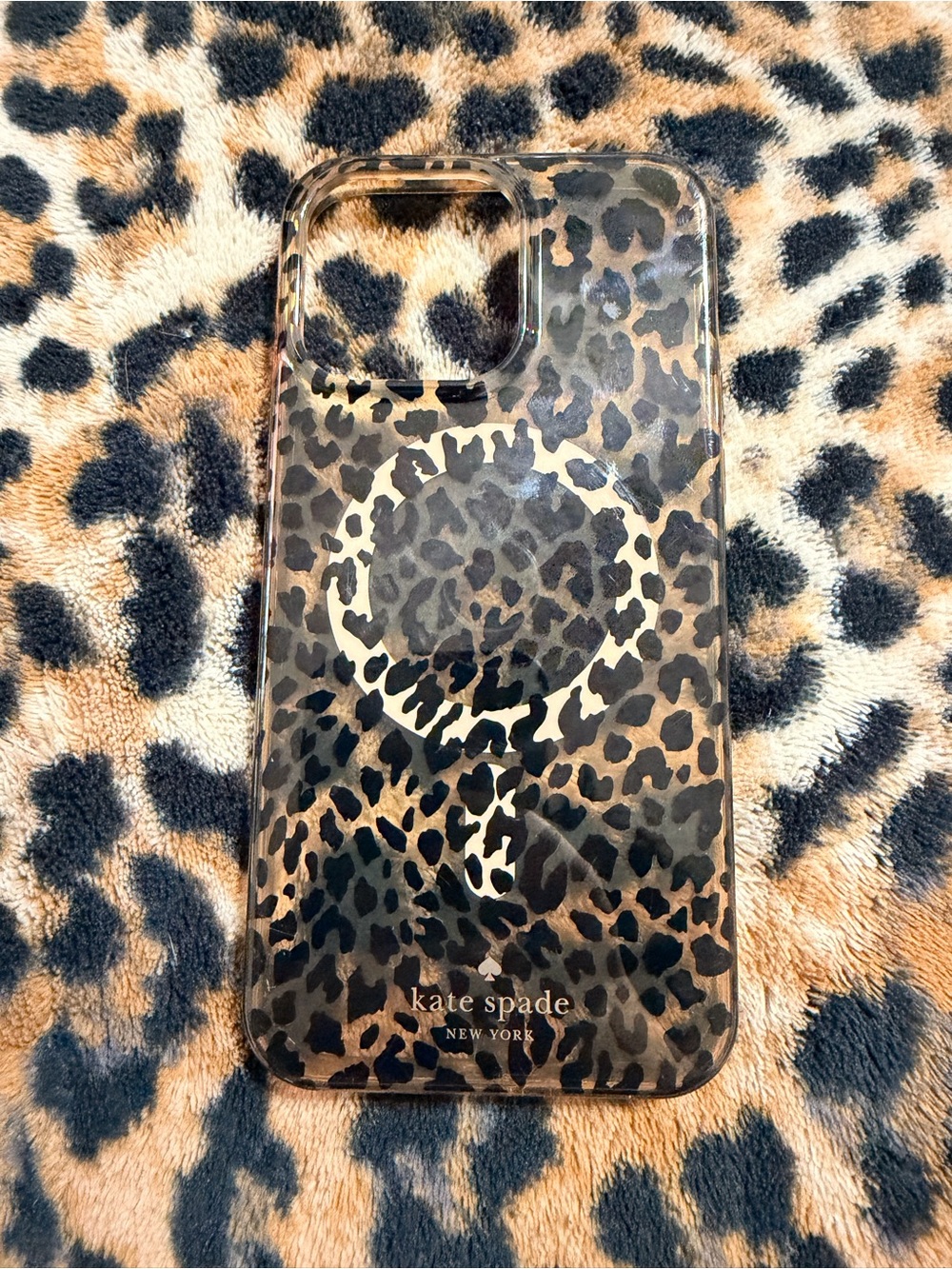 Kate Spade IPhone 15 Pro Max Leopard Print Clear Phone Case in Brown and Black